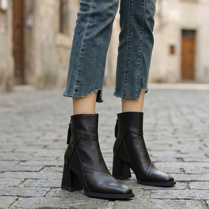Ankle Boots Block Heel Square Toe Women