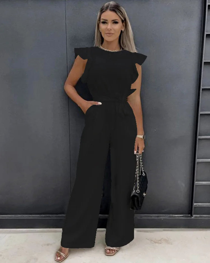 Women's Elegant Jumpsuit Flutter Sleeves - VibreMode