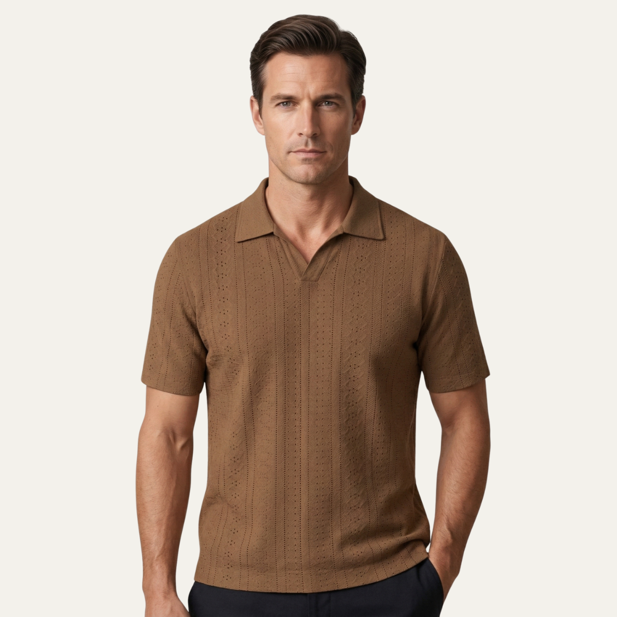 Men's Textured Knit Polo Shirt