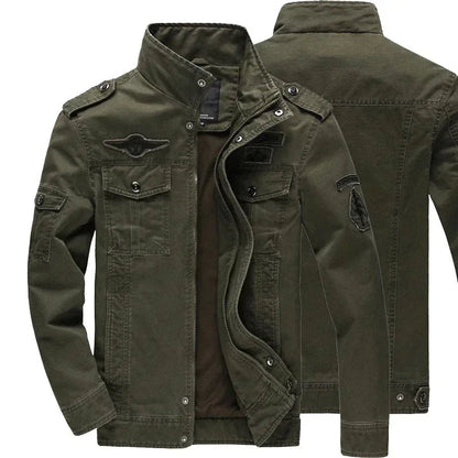 Men's Military Jacket Cotton Rugged Style Beige - VibreMode