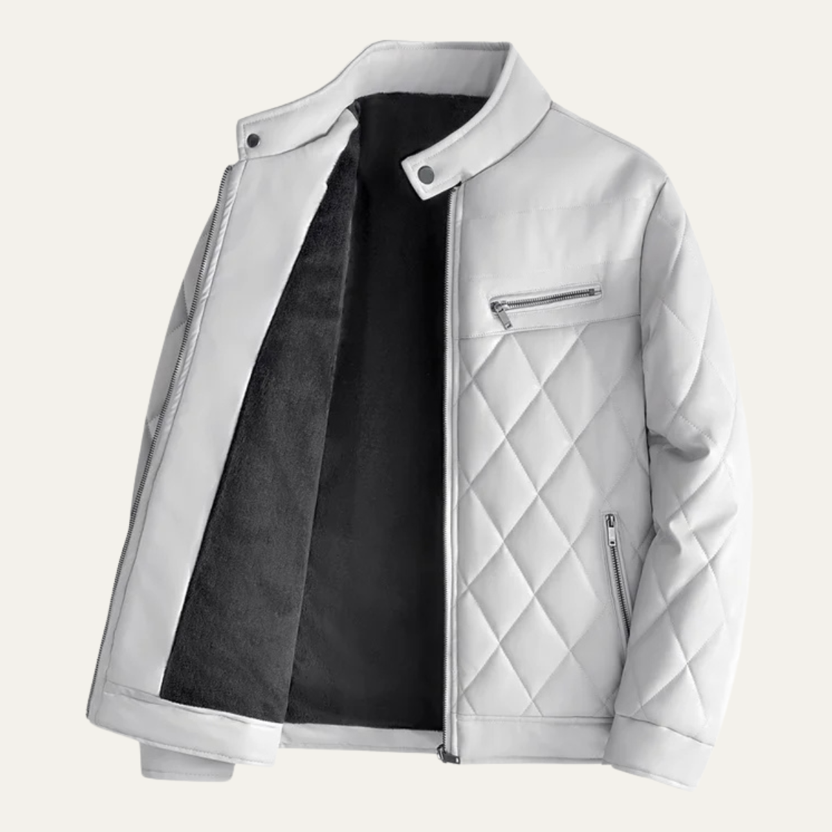Men's Quilted Leather Biker Jacket - VibreMode