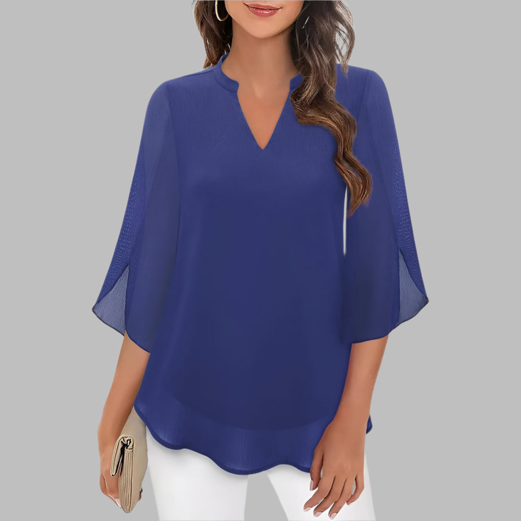 Women's V Neck Summer Petal Sleeves - VibreMode