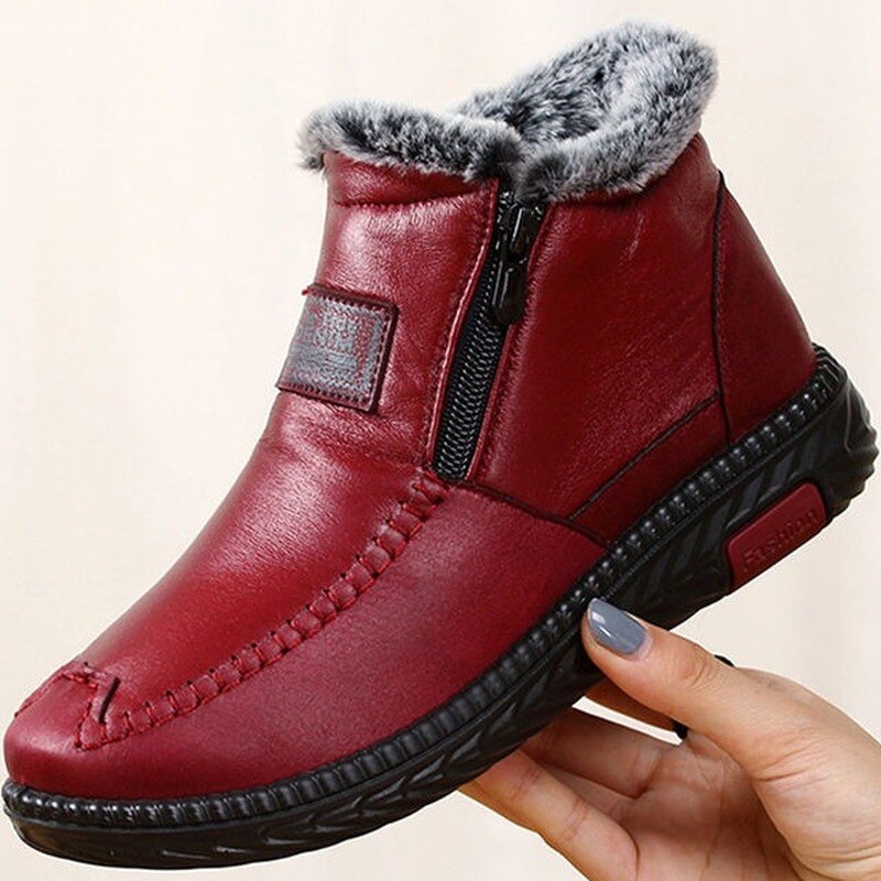 VibreMode Women's Leather Winter Boots Non-Slip