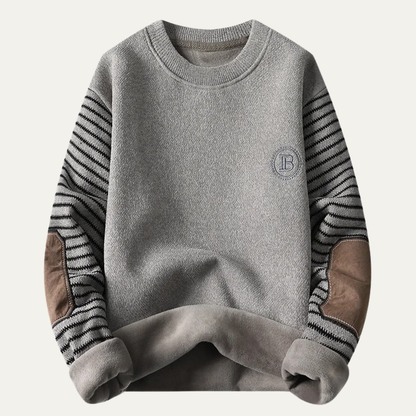 Men's Winter Fleece Sweater Striped Sleeves - VibreMode