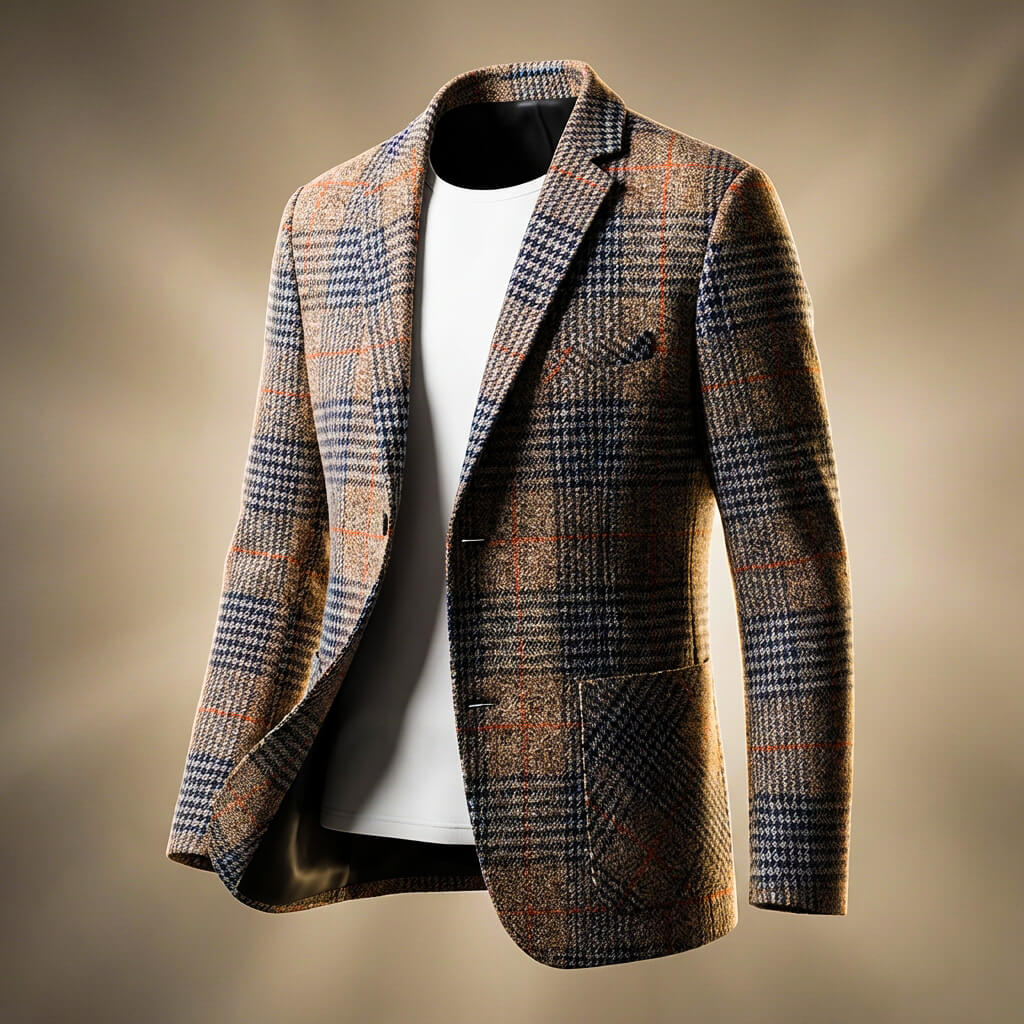 Classic Patterned Mens Wool Jacket - VibreMode