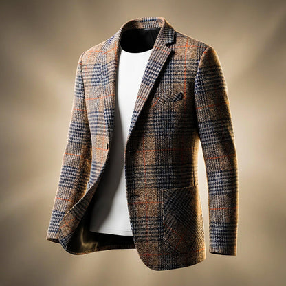 Classic Patterned Mens Wool Jacket - VibreMode