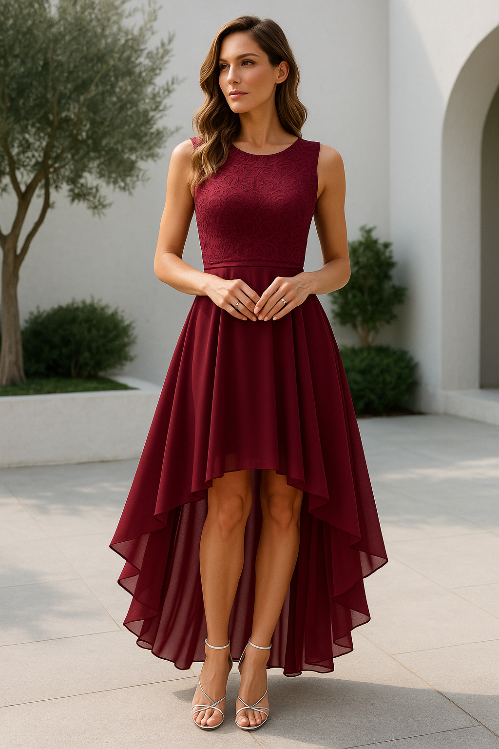 Elegant Ladies High Low Wedding Dress - VibreMode