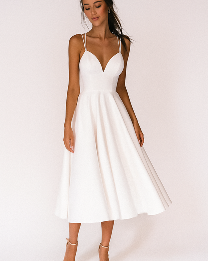Elegant Ladies Strappy Mid Length Party Dress - VibreMode