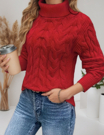 Women's Turtleneck Sweater Warm Acrylic