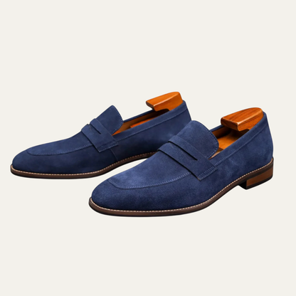 Men's Suede Penny Loafers Comfort Brown - VibreMode