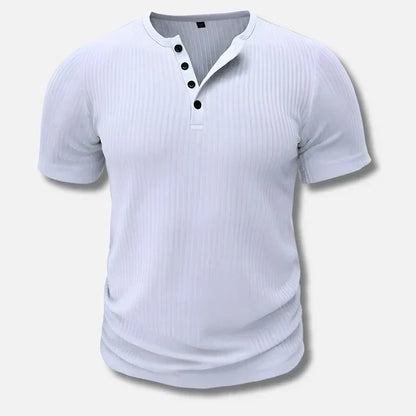 Men's Slim Fit Henley Shirt Button Front Cotton