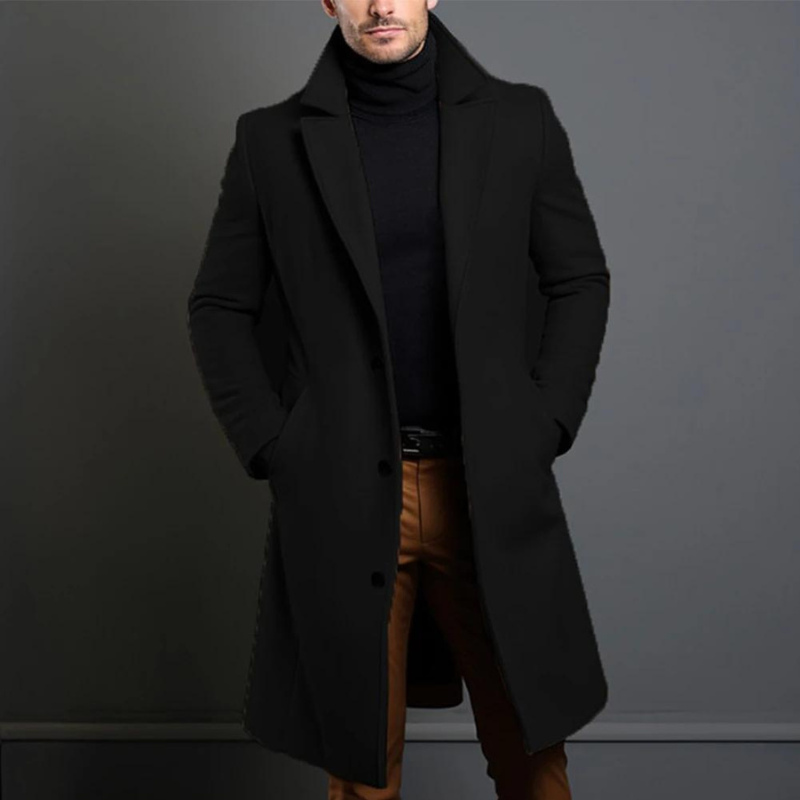 Men's Formal Winter Coat Button Closure