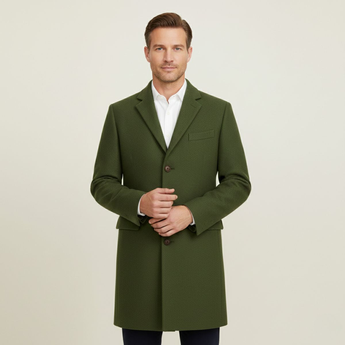 Men's Wool Blend Overcoat Single Breasted
