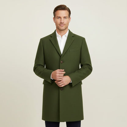 Men's Wool Blend Overcoat Single Breasted