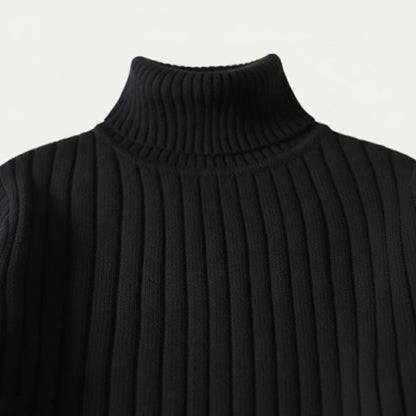 Men's Wool Turtleneck Sweater Ribbed Knit