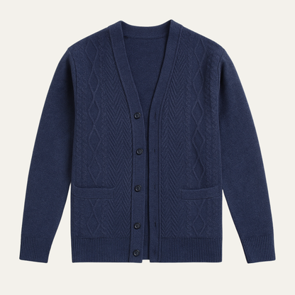 Men's V Neck Knitted Cardigan - VibreMode