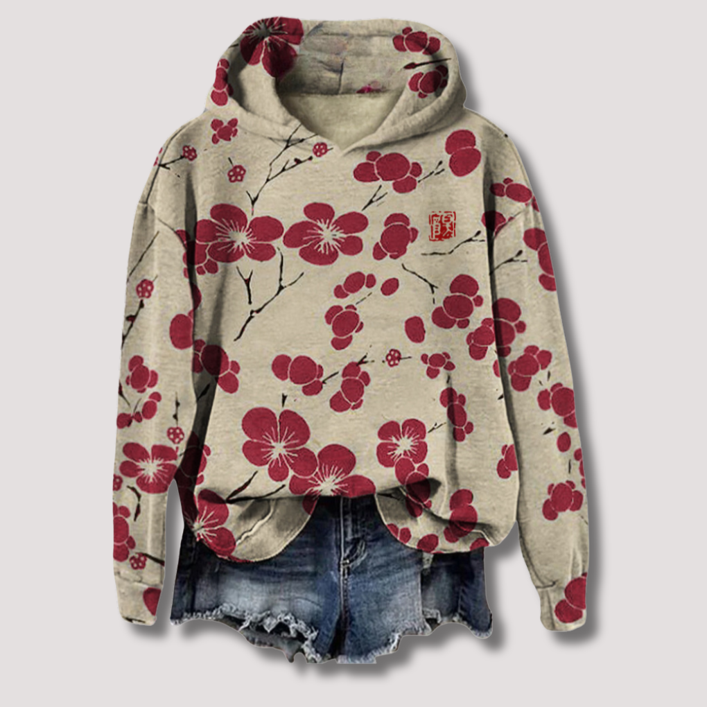 Women's Floral Hooded Sweater Lightweight