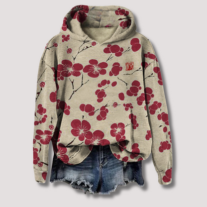 Women's Floral Hooded Sweater Lightweight