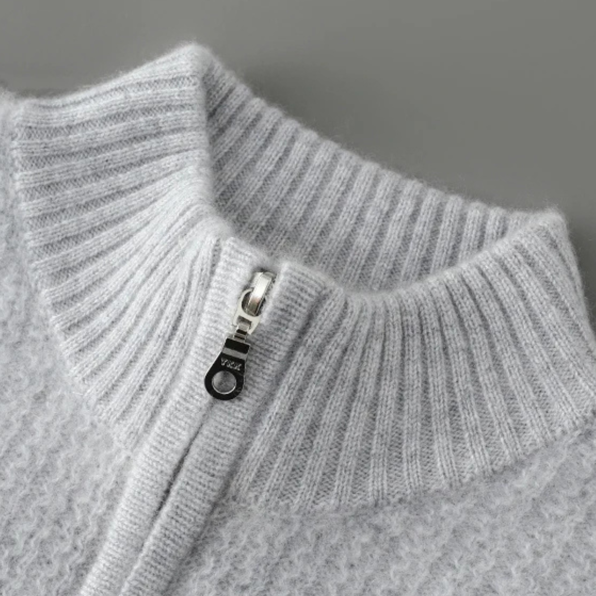 Men's Winter Knit Sweater Quarter Zip High Collar