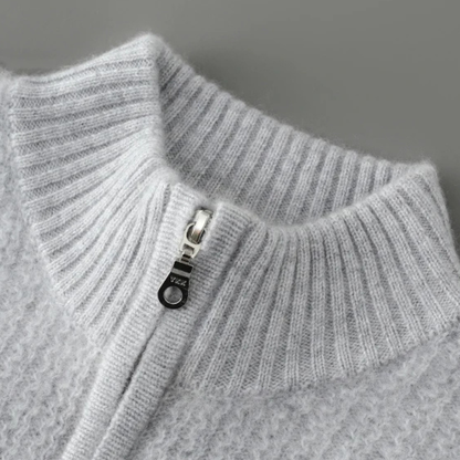 Men's Winter Knit Sweater Quarter Zip High Collar