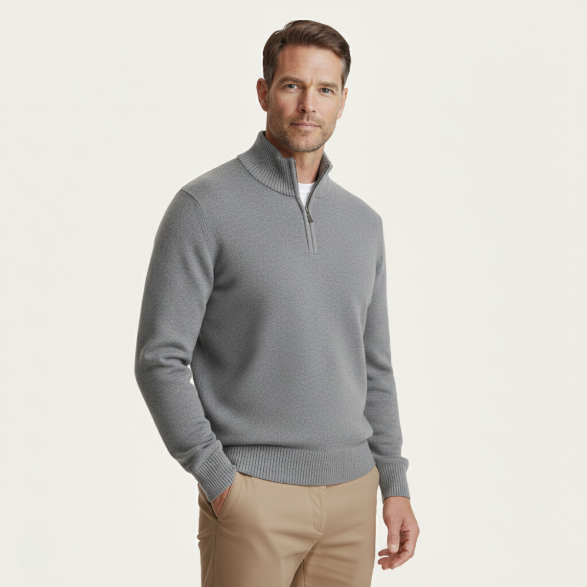 Men's Soft Wool Quarter Zip Sweater