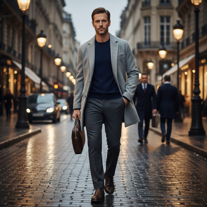 Men's Wool Blend Overcoat Smart Casual Winter