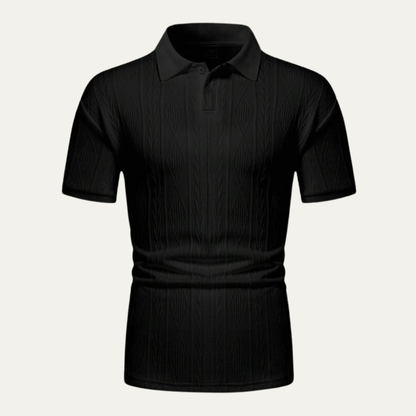 Men's Textured Polo Shirt Casual Button Up - VibreMode