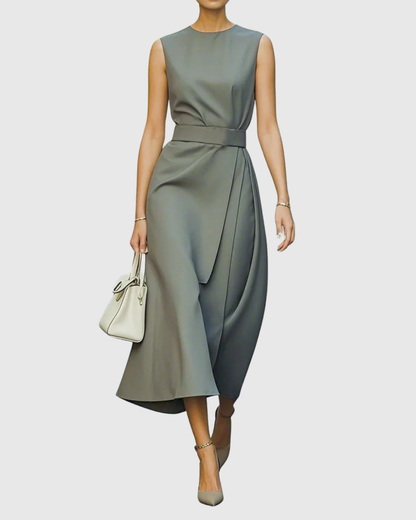 Elegant Ladies' Strapless Mid Length Dress Twist Detail