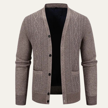 Men's Soft Knit V Neck Cardigan - VibreMode