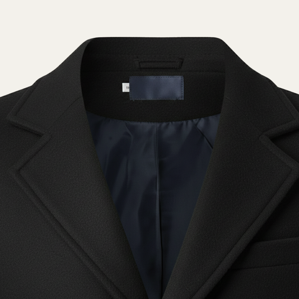Men's Double Breasted Wool Overcoat Long Black
