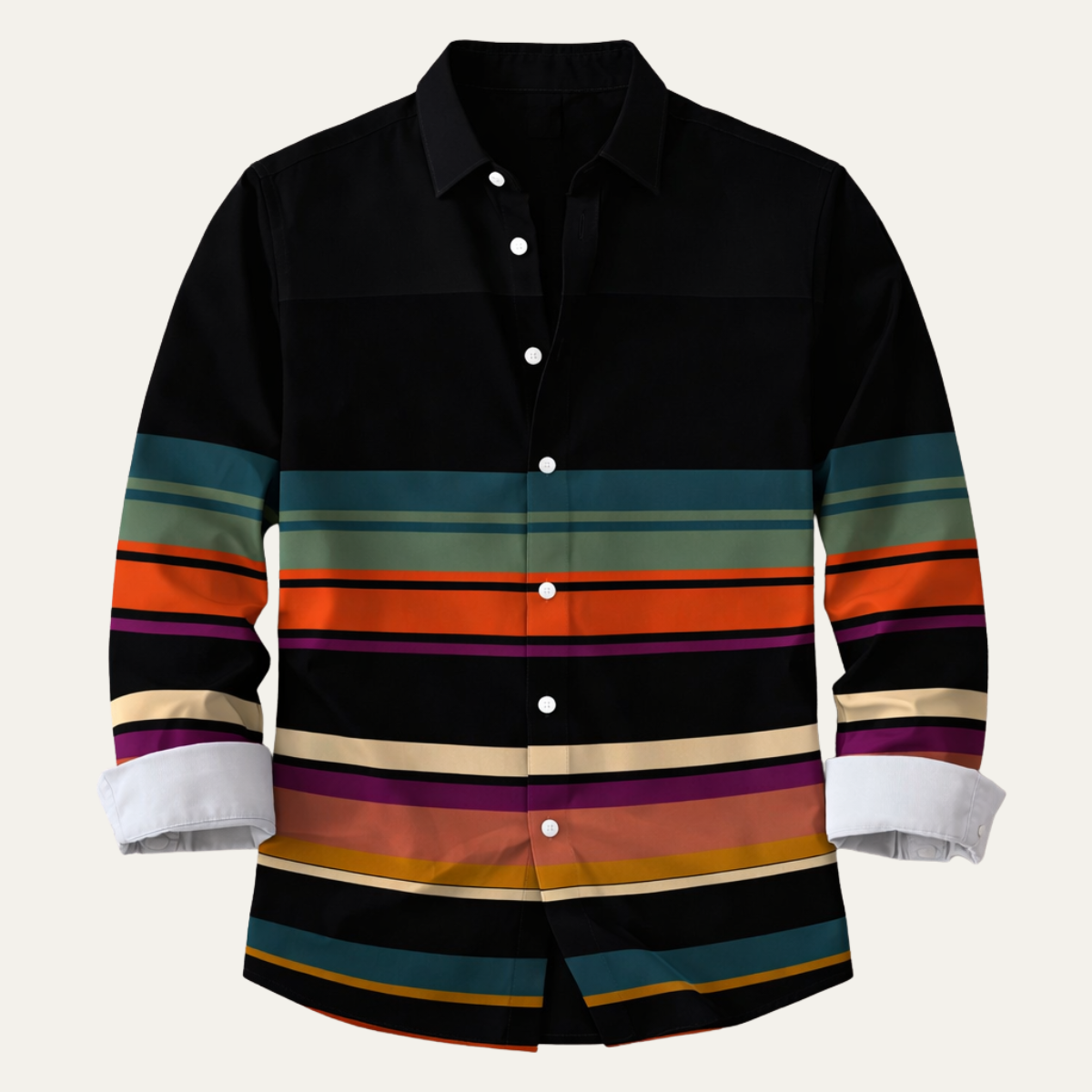 Men's Striped Color Block Shirt - VibreMode