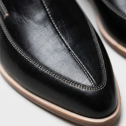 Leather Loafers Women Slip On Pointed Toe