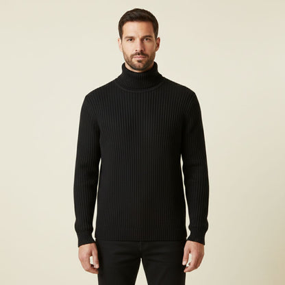 Men's Wool Turtleneck Sweater Ribbed Knit