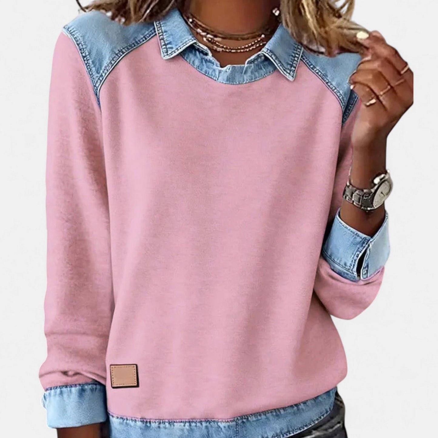 Women's Long Sleeve Sweater Layered Collar