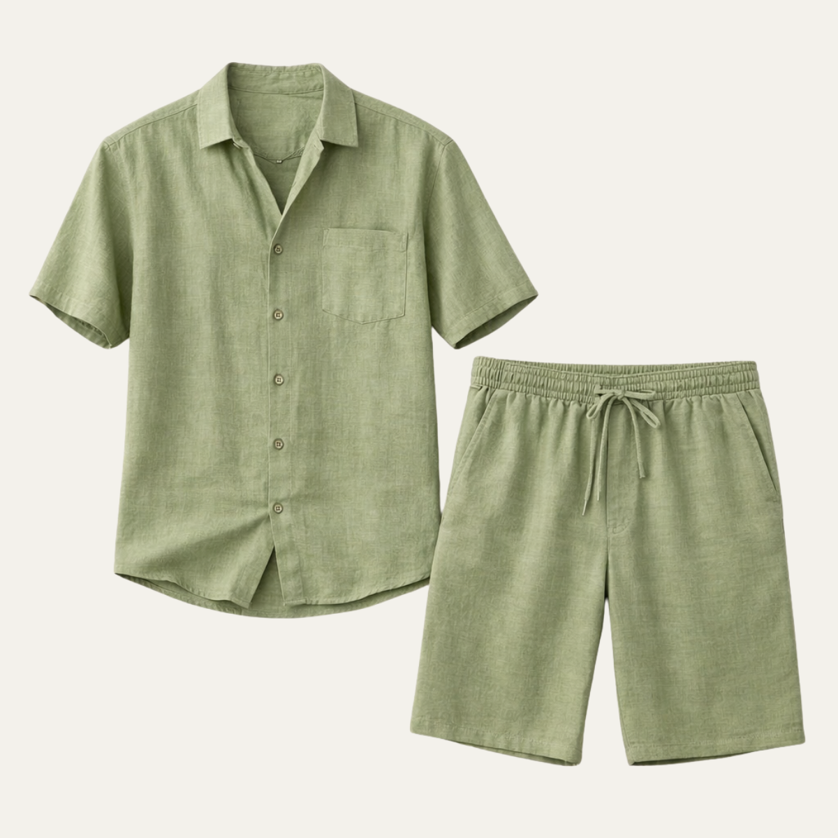 Men's Linen Shirt And Shorts Lightweight Summer Set - VibreMode