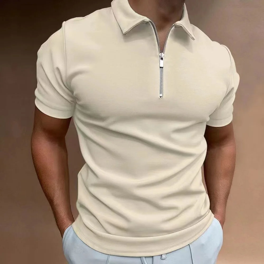 Men's Zip Collar Polo Shirt Everyday Comfort