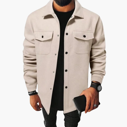 Men's Shirt Jacket Button Front Cotton