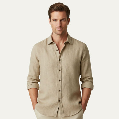 Men's Long Sleeve Linen Shirt Vintage Style