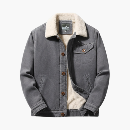 Men's Corduroy Jacket Sherpa Lining Button Closure