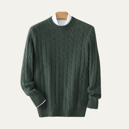 Men's Cable Knit Crewneck Sweater - VibreMode