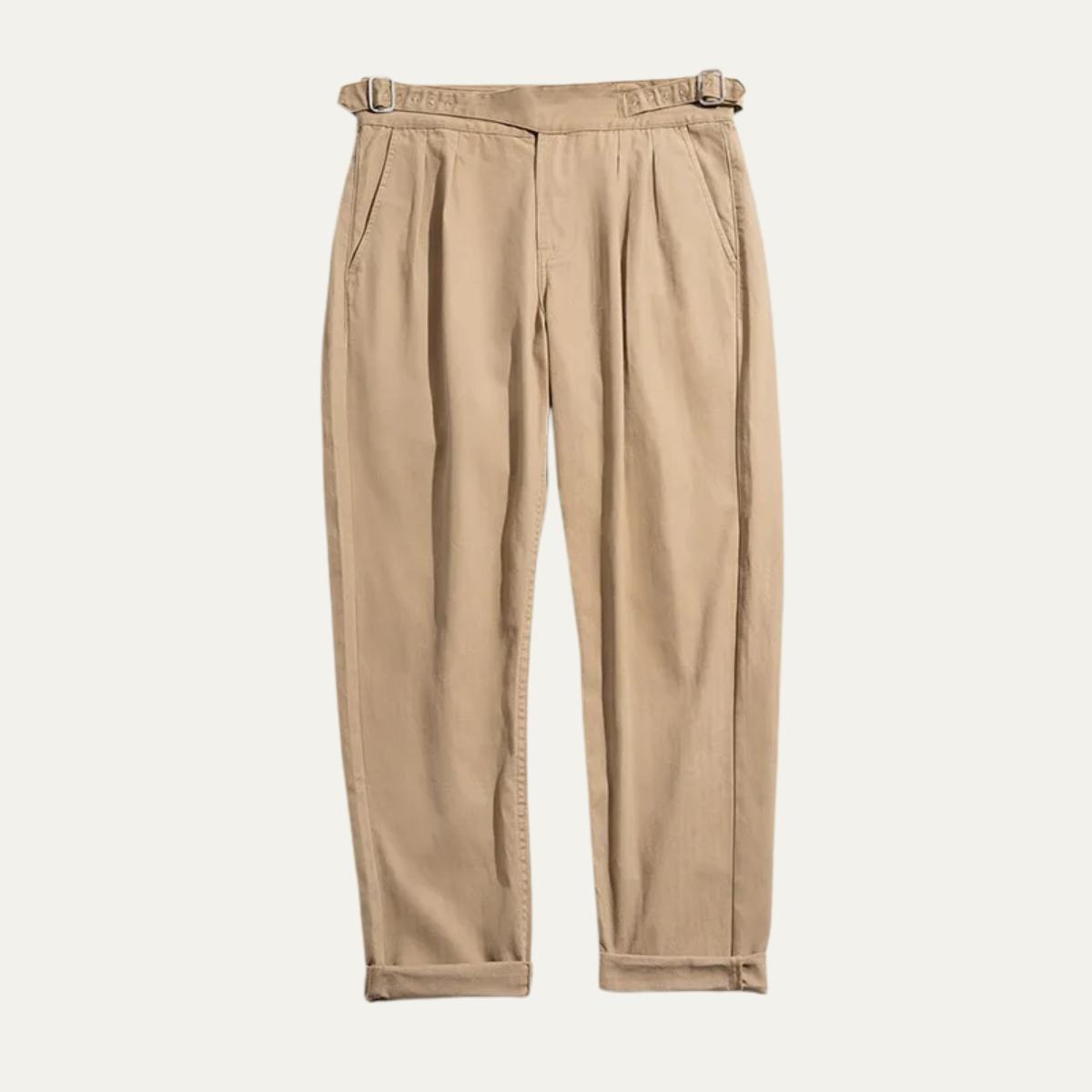 Men's High Waisted Cargo Pants Vintage Style Cotton Beige - VibreMode