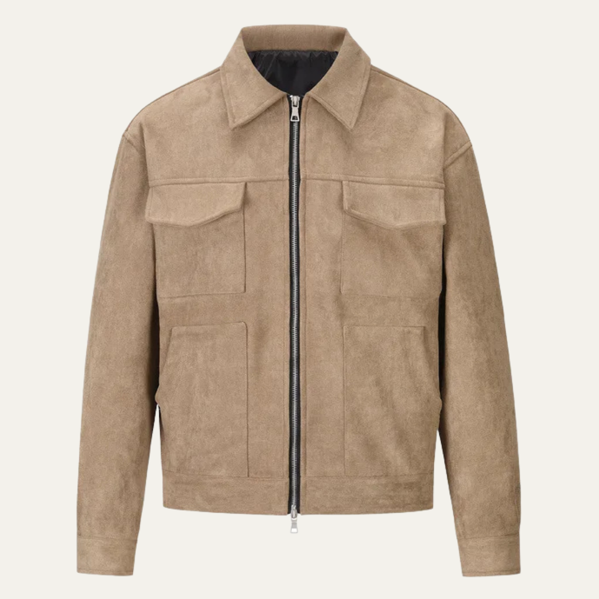 Men's Suede Biker Jacket Zip Up Casual - VibreMode