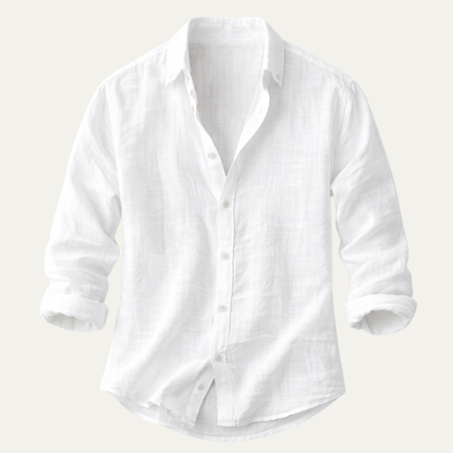 Men's Cotton Linen Button Up Beach Shirt - VibreMode