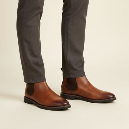 Men's Leather Chelsea Boots Durable Brown