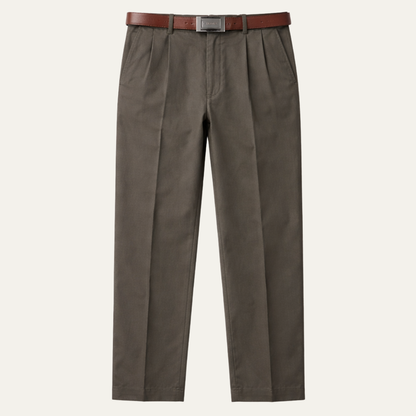 Men's Classic Straight Leg Pants Double Pleated Wool Black - VibreMode