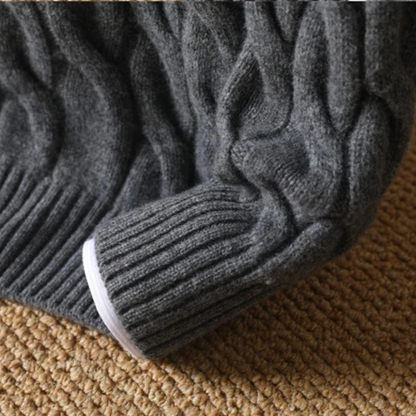 Men's Cable Knit Crewneck Sweater Warm Winter