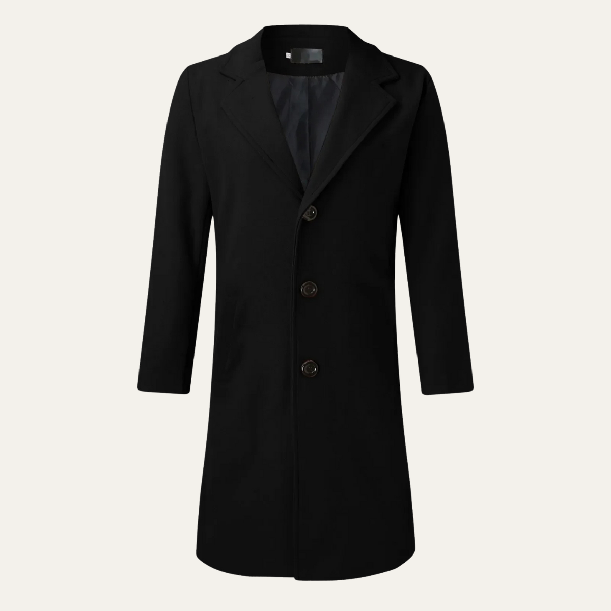 Men's Double Breasted Wool Overcoat Long Black - VibreMode