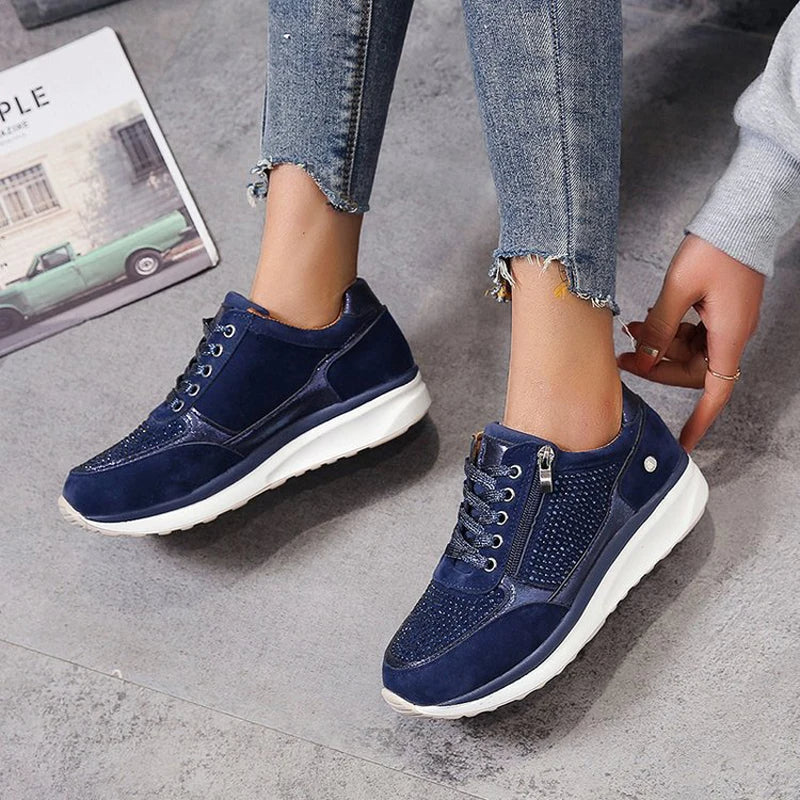 Women's Crystal Sneakers Platform Sole - VibreMode