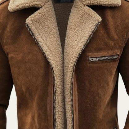 Men's Faux Suede Shearling Fleece Jacket