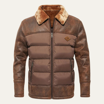 Men's Quilted Faux Leather Jacket Black - VibreMode